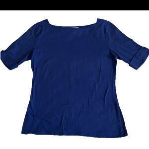 White House Black Market Royal Blue Cuffed Sleeve Short Sleeve T-Shirt Size M